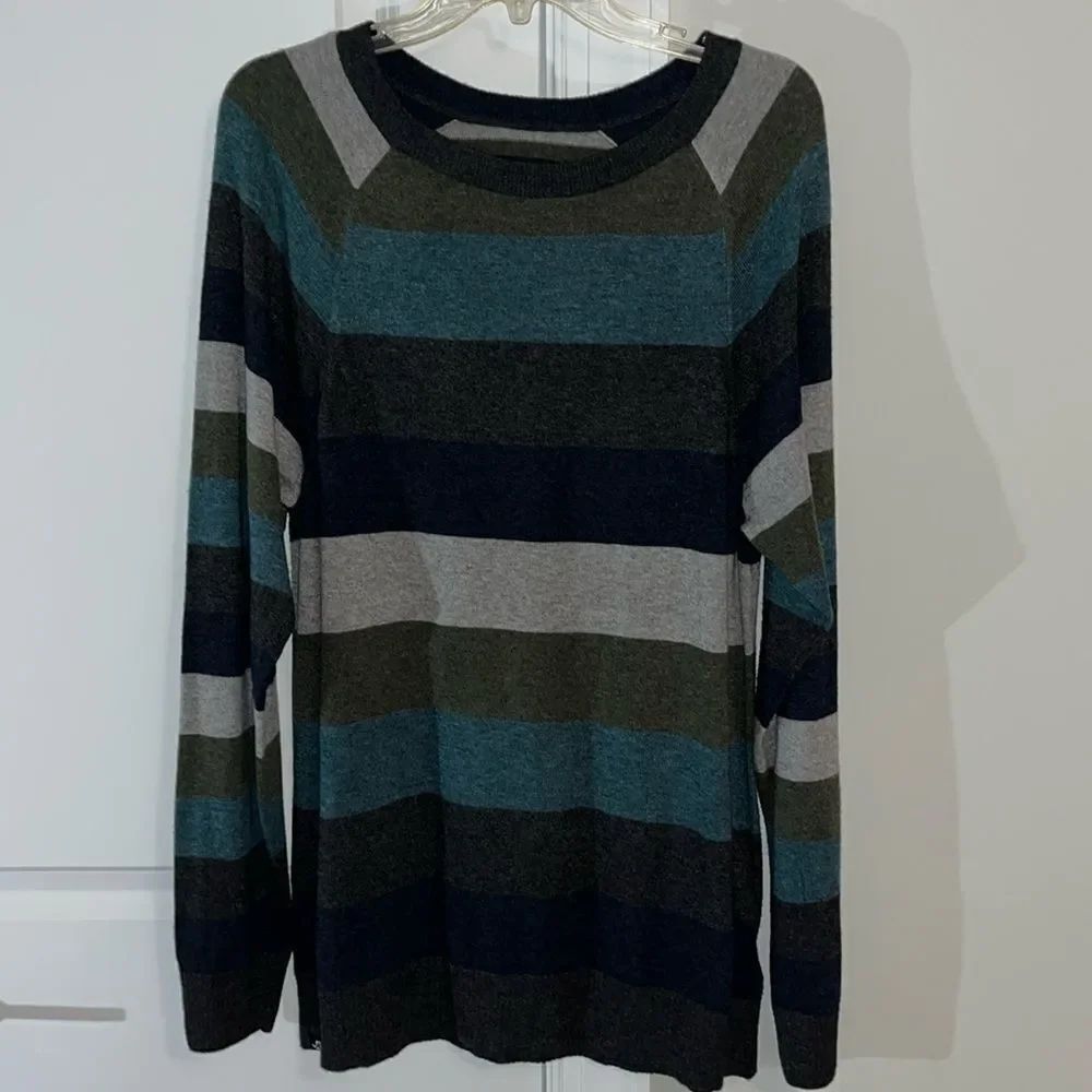 KAVU ATKINSON Blue Spruce Long Sleeve Striped Sweater Wool Alpaca Blend Men’s M